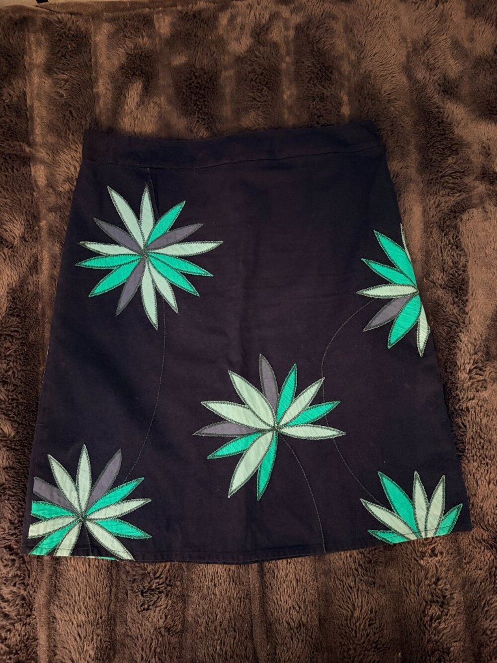 Boden Navy Floral Applique Skirt Cottagecore Grandma Core A Line Resortwear